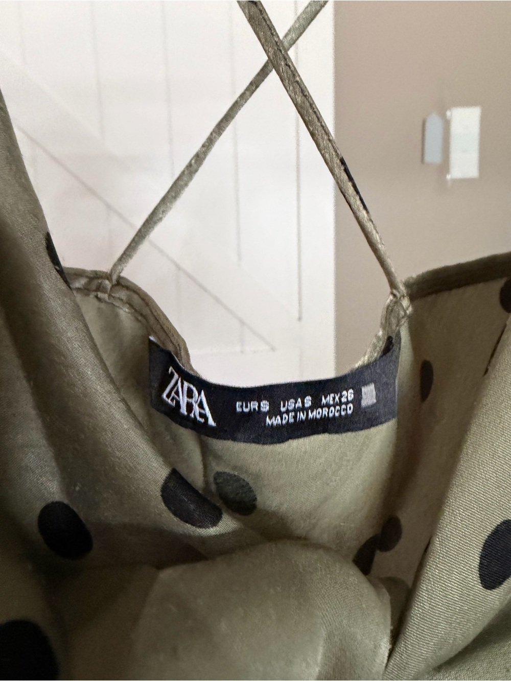 Zara Olive Green Polka Dot Midi Slip Dress - Picture 3 of 3